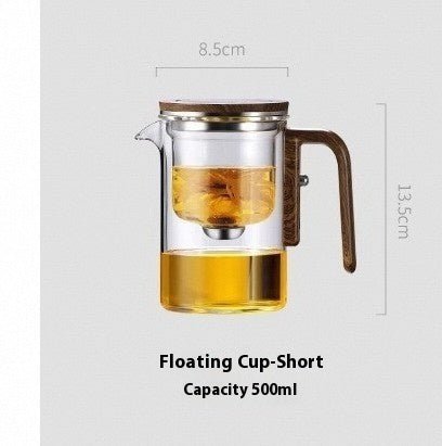 One Click Magnetic Teapot Separation Filtration Glass Tea Pot Wood Handle Tea Water Separation Inner Container Teapot - Divine Matsya