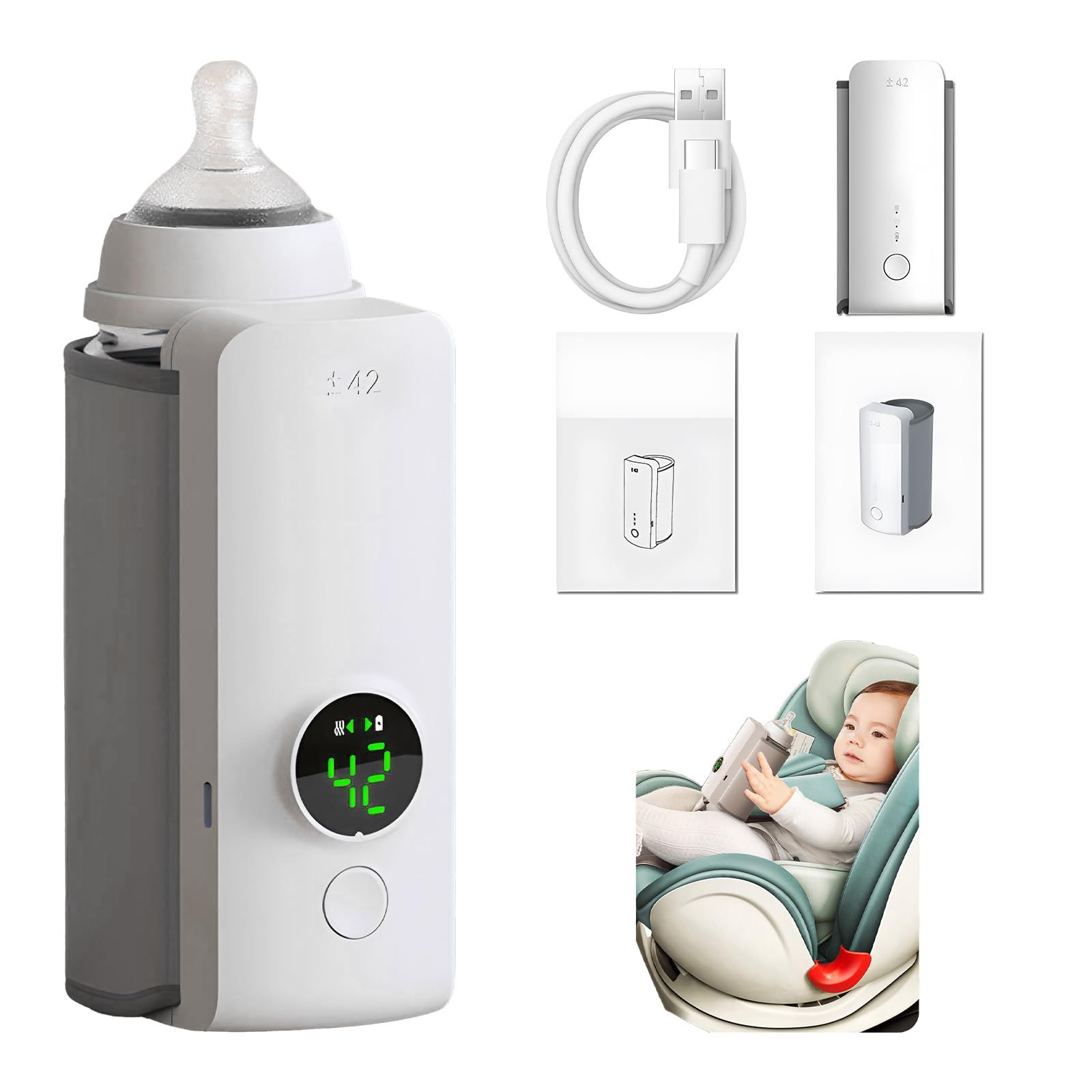 Baby Bottle Warmer – “Rechargeable & Leakproof Sleeve”