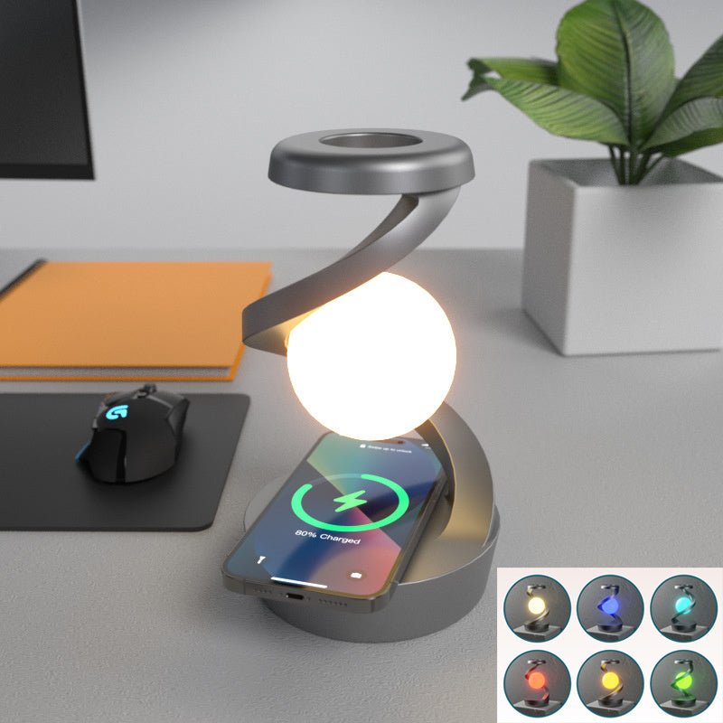 Rotating Moon Desk Lamp With Phone Wireless Charging Sensor Control Table Lamps Decorative Desktop Lamp Small Night Lamp Home Decor - Divine Matsya