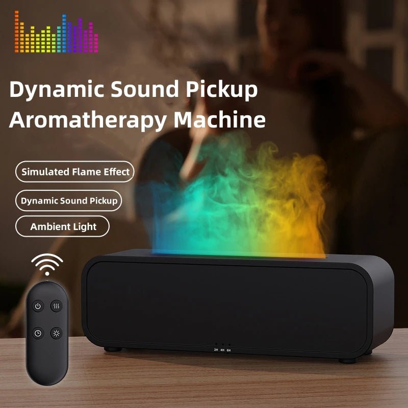 2024 New Flame Dynamic Aroma Diffuser With Remote Control USB Essential Oil Aromatherapy Diffuser With Music - Synced Color - Changing Night - Divine Matsya
