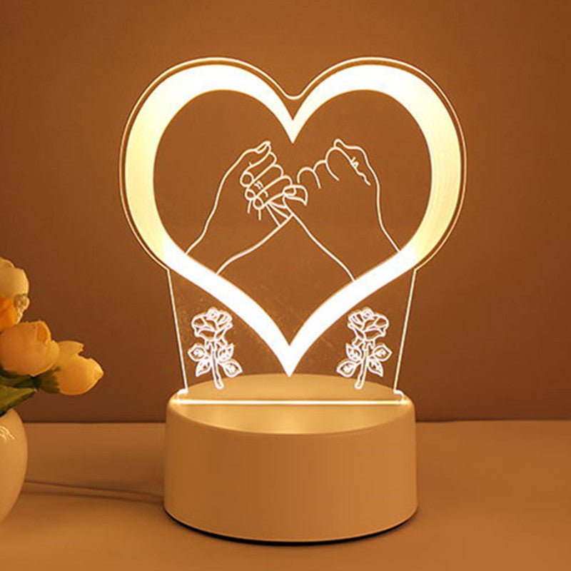 3D Lamp Acrylic USB LED Night Lights Neon Sign Lamp Xmas Home Decorations For Room Decor Valentines Day Gifts - Divine Matsya