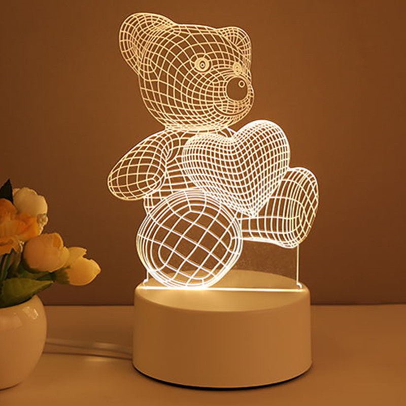 3D Lamp Acrylic USB LED Night Lights Neon Sign Lamp Xmas Home Decorations For Room Decor Valentines Day Gifts - Divine Matsya