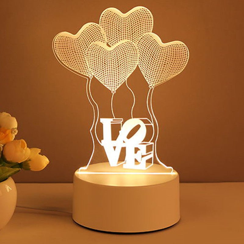 3D Lamp Acrylic USB LED Night Lights Neon Sign Lamp Xmas Home Decorations For Room Decor Valentines Day Gifts - Divine Matsya