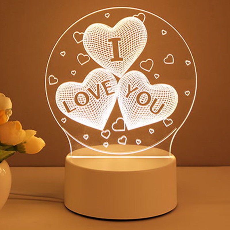 3D Lamp Acrylic USB LED Night Lights Neon Sign Lamp Xmas Home Decorations For Room Decor Valentines Day Gifts - Divine Matsya