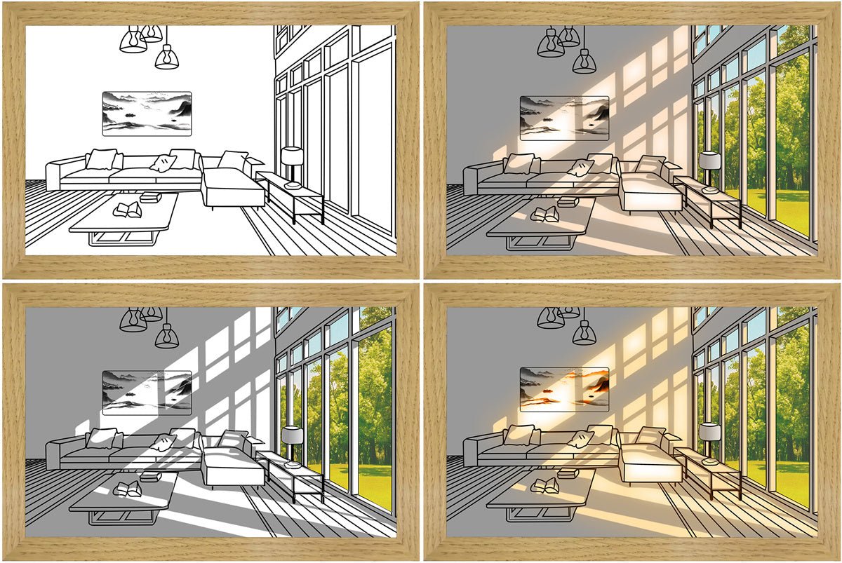 Illuminated Picture LED Decorative Light Painting Bedside Picture Style Creative Modern Simulate Sunshine Drawing Night Light Gift - Divine Matsya