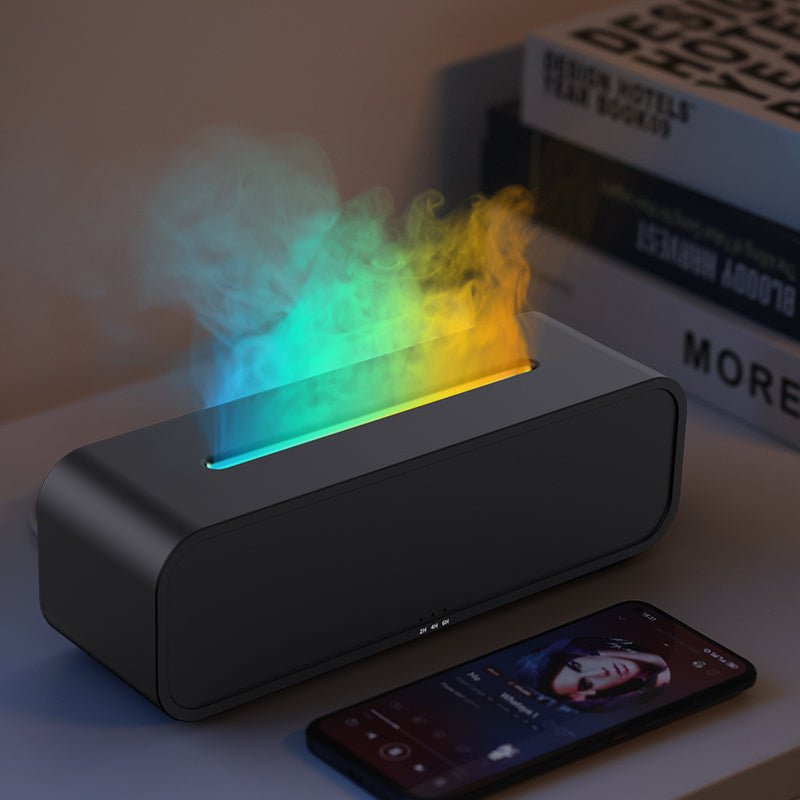 2024 New Flame Dynamic Aroma Diffuser With Remote Control USB Essential Oil Aromatherapy Diffuser With Music - Synced Color - Changing Night - Divine Matsya