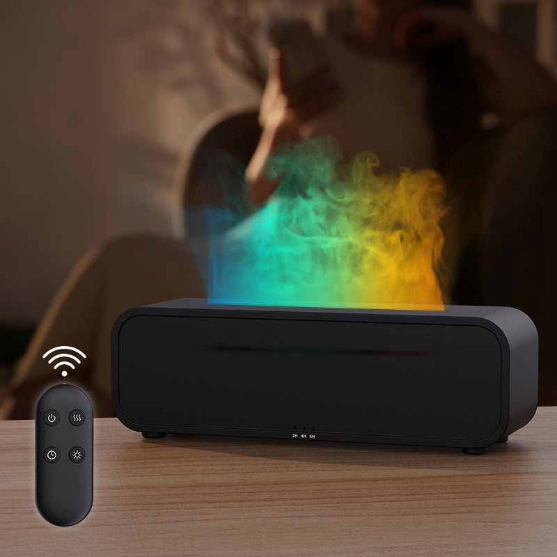 2024 New Flame Dynamic Aroma Diffuser With Remote Control USB Essential Oil Aromatherapy Diffuser With Music - Synced Color - Changing Night - Divine Matsya