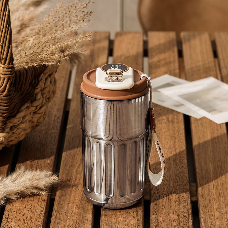 Smart Digital Thermal Bottle Portable Coffee Mug Stainless Steel Water Bottle In - Car Insulated Cup Keep Cold Vacuum Flasks 450ml - Divine Matsya