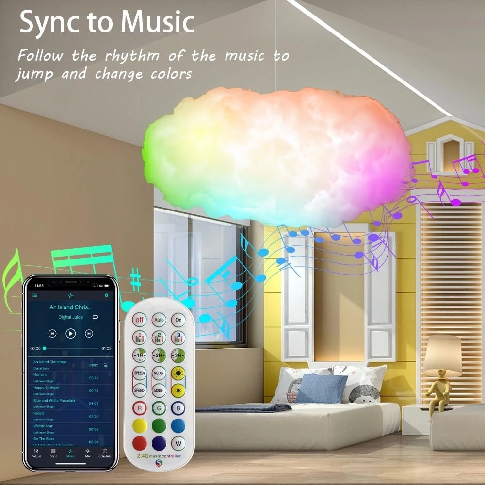 USB Cloud Light APP Control Music Synchronization 3D RGBIC Ambient Light Lightning Simulation Clouds Bedroom Room Light - Divine Matsya